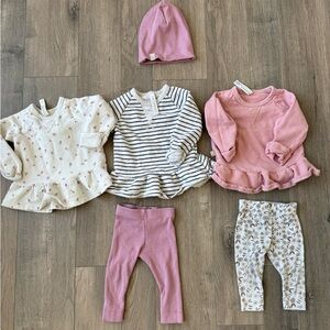 Bundle of childhoods clothing 6-12 month girl peplum tops and leggings